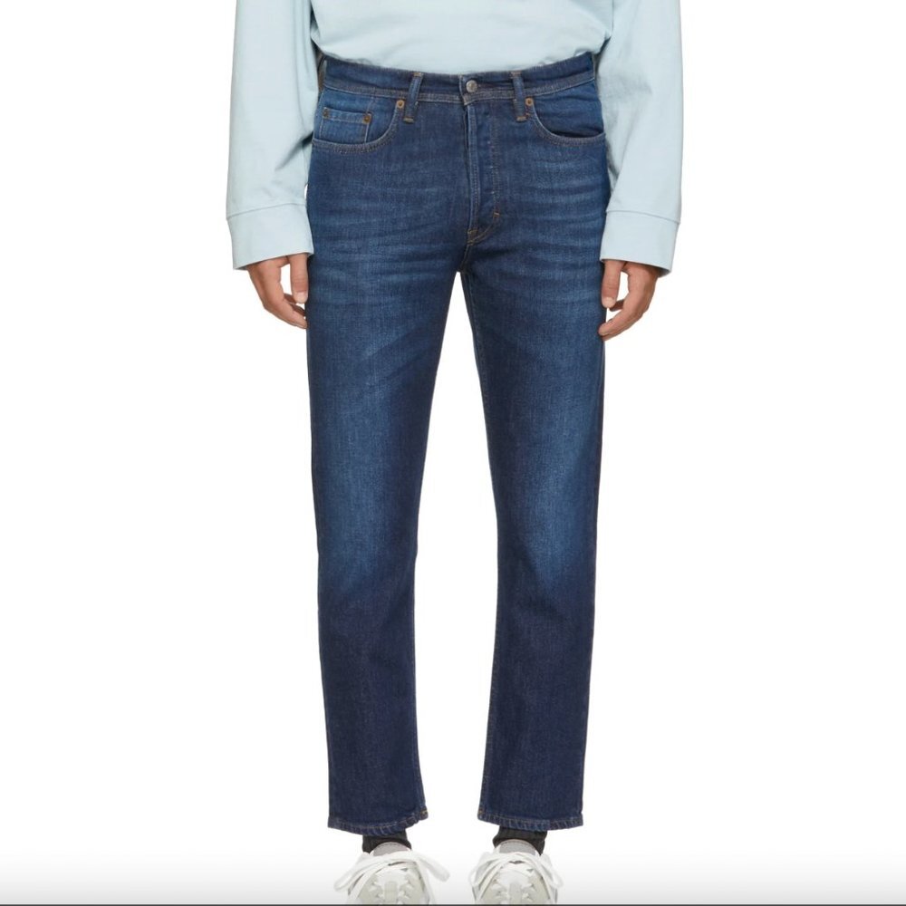 Acne Men’s Straight Jeans in Dark Blue Wash